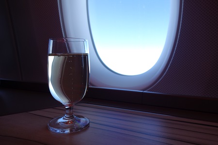 機内でシャンパン