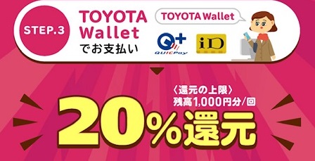 これはお得！飲食店で20％還元。複合施設も参加。トヨタウォレットが激熱。2月13日まで。